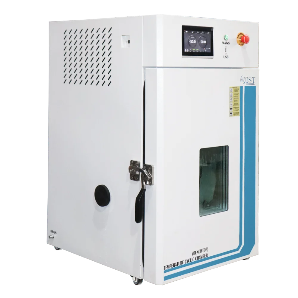 Compact WIST temperature cyclic chamber featuring PLC controller, secure door, and viewing window